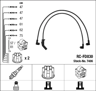 7406 NGK Cables de alta tensión, juego