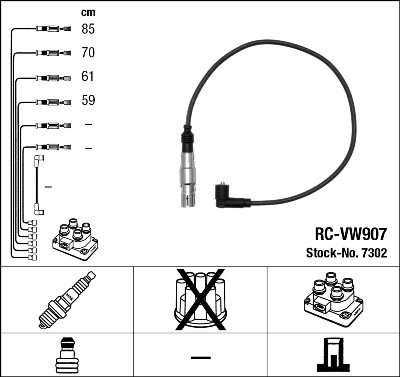 7302 NGK Cables de alta tensión, juego