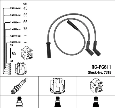 7319 NGK Cables de alta tensión, juego