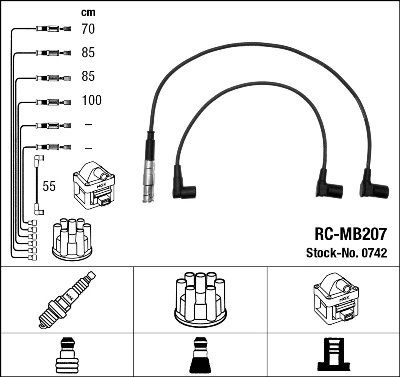 0742 NGK Cables de alta tensión, juego