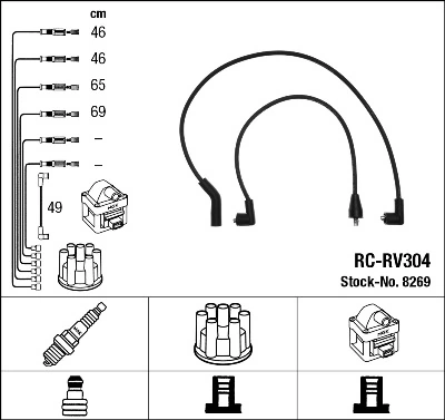 RCRV304 NGK Cables de alta tensión, juego