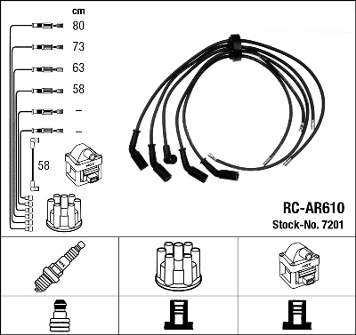 7201 NGK Cables de alta tensión, juego