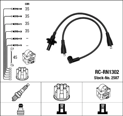 2587 NGK Cables de alta tensión, juego