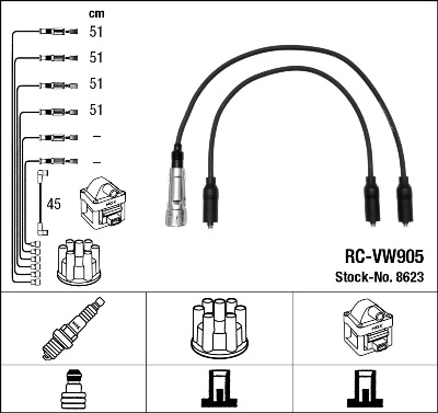 8623 NGK Cables de alta tensión, juego
