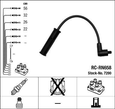 7200 NGK Cables de alta tensión, juego