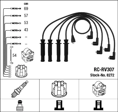 8272 NGK Cables de alta tensión, juego