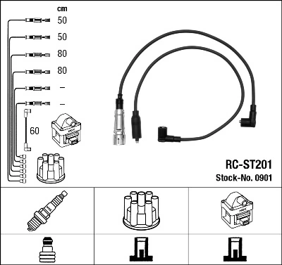 0901 NGK Cables de alta tensión, juego