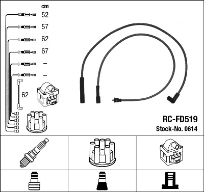 0614 NGK Cables de alta tensión, juego