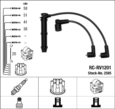 2585 NGK Cables de alta tensión, juego