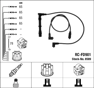 8589 NGK Cables de alta tensión, juego