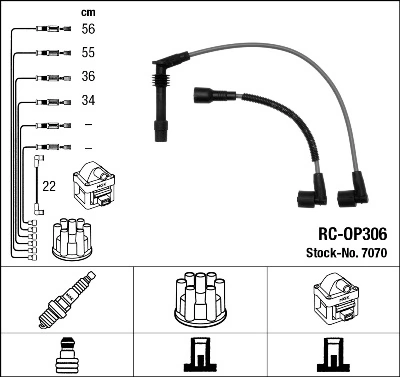 7070 NGK Cables de alta tensión, juego