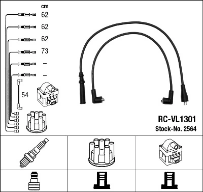 2564 NGK Cables de alta tensión, juego