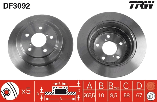 Disco de freno trasero Subaru Impreza I familiar (GF) (1992 - 2000) precio, desde 35,62 EUR