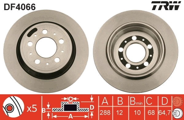 Disco de freno trasero TRW DF4066 precio, desde 36,40 EUR