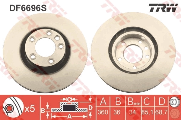 Frenos delanteros TRW DF6696S precio, desde 141,57 EUR