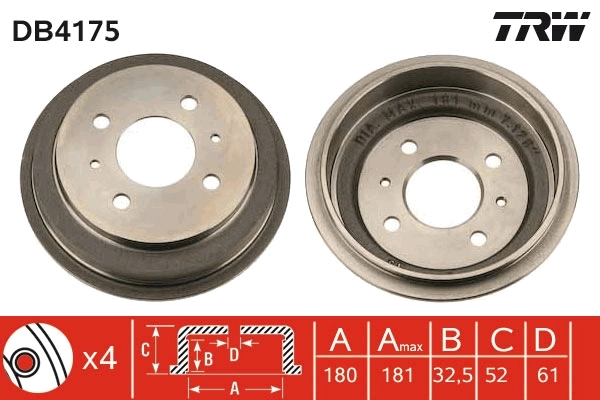Tambor de freno trasero Nissan Micra  (K10)