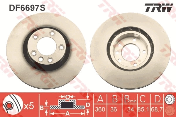 Frenos delanteros TRW DF6697S precio, desde 141,57 EUR