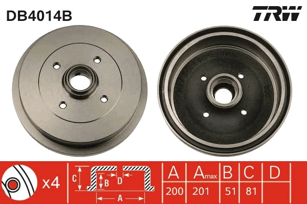 Tambor de freno trasero Audi 80 B3