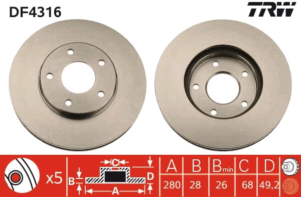Comprar Disco de freno delantero Nissan X-Trail  T30 a bajo precio