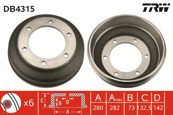 Tambor de freno trasero para Mazda 626 III GV