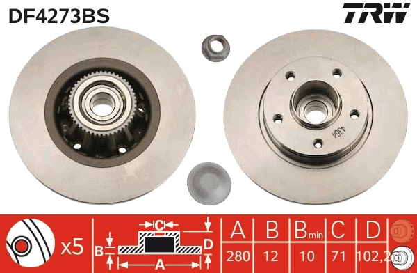 Disco de freno trasero TRW DF4273BS