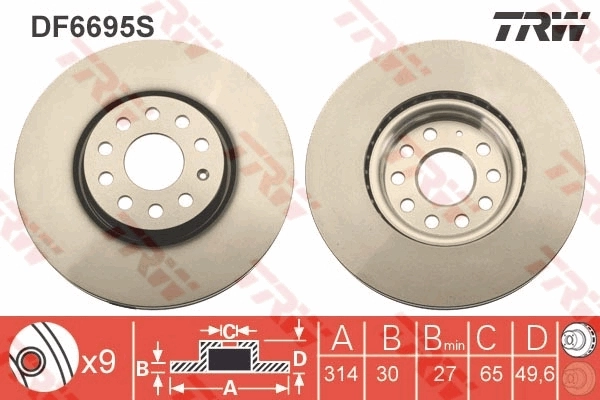 Frenos delanteros TRW DF6695S precio, desde 51,54 EUR
