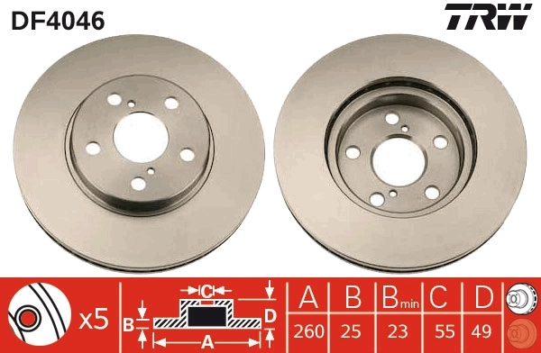 Comprar Disco de freno delantero Toyota Avensis  T22 a bajo precio
