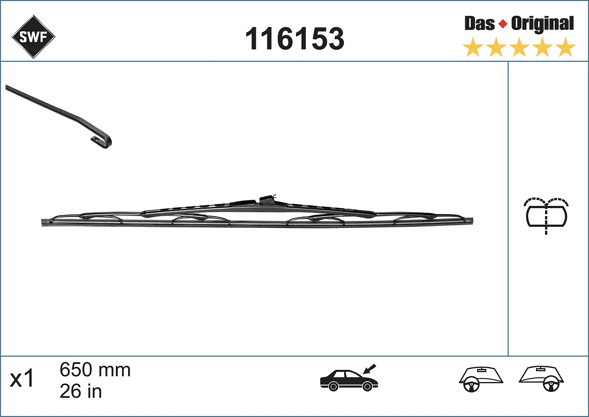 Comprar 116153 SWF Escobilla del limpiaparabrisas del lado del conductor