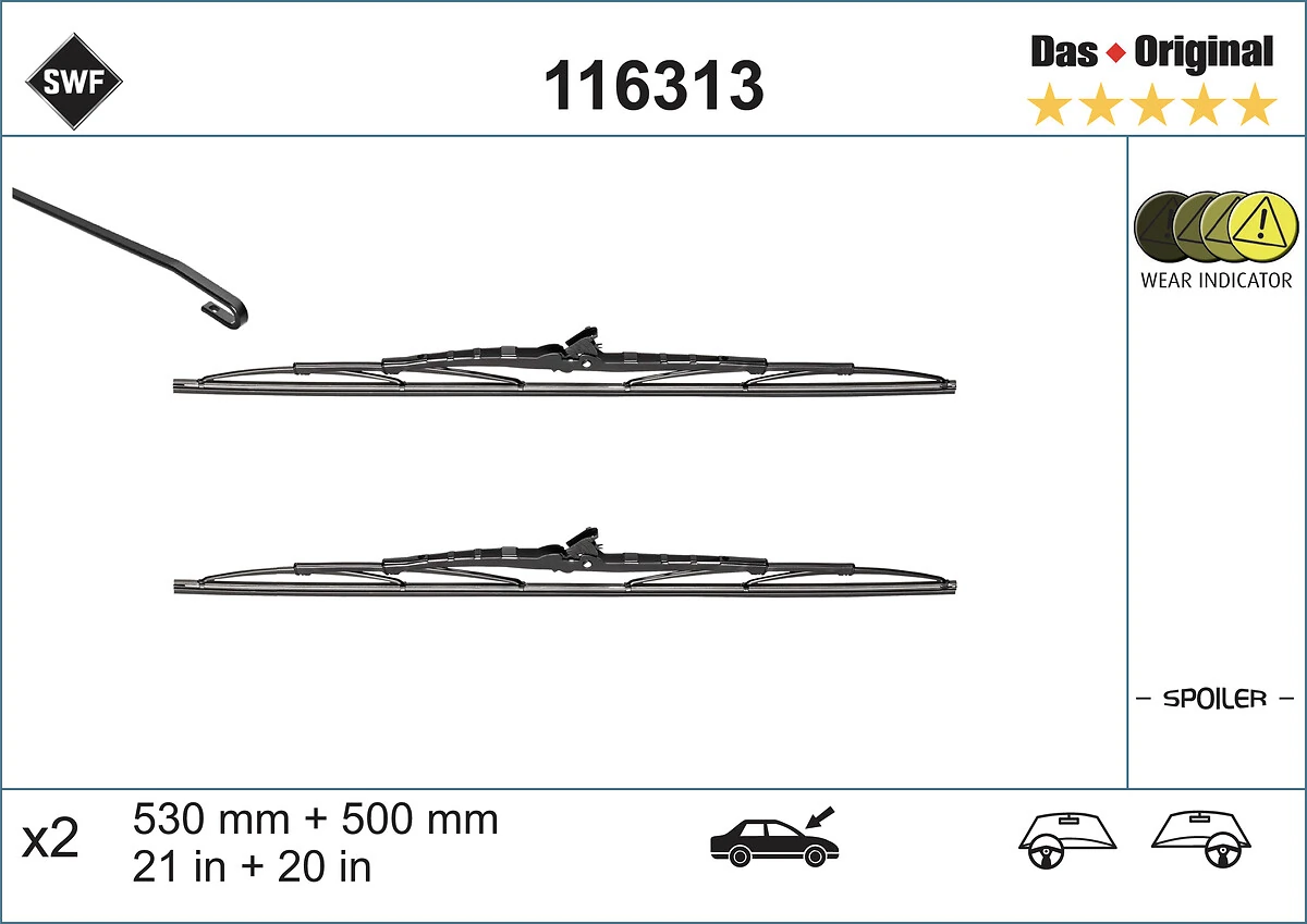 Comprar 116313 SWF Juego de escobillas de luna delantera, 2 piezas