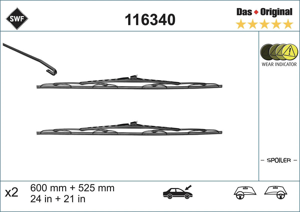 Comprar 116340 SWF Juego de escobillas de luna delantera, 2 piezas