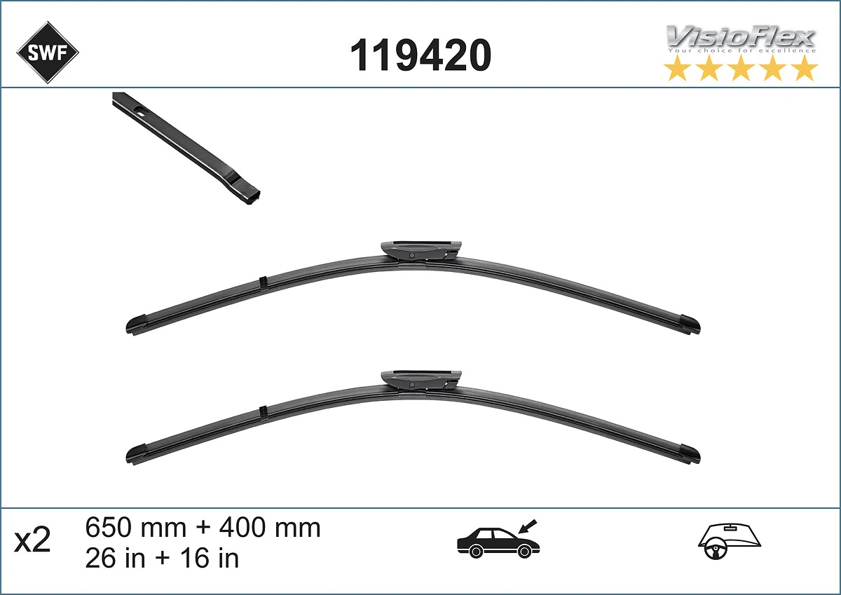 Comprar 119420 SWF Juego de escobillas de luna delantera, 2 piezas