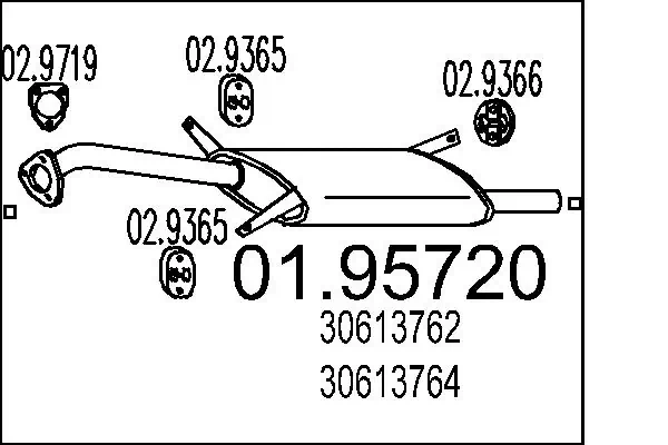 Silenciador trasero para Volvo V40 VW