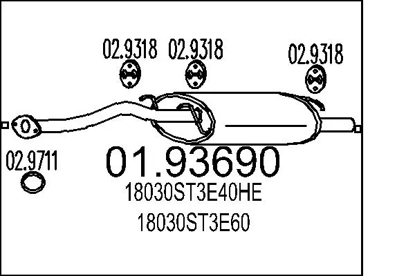 Silencioso trasero para Honda Civic VI (MA,MB)