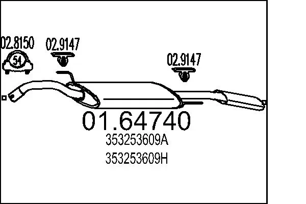 Silencioso trasero Volkswagen Passat (3A2, 351, 312)