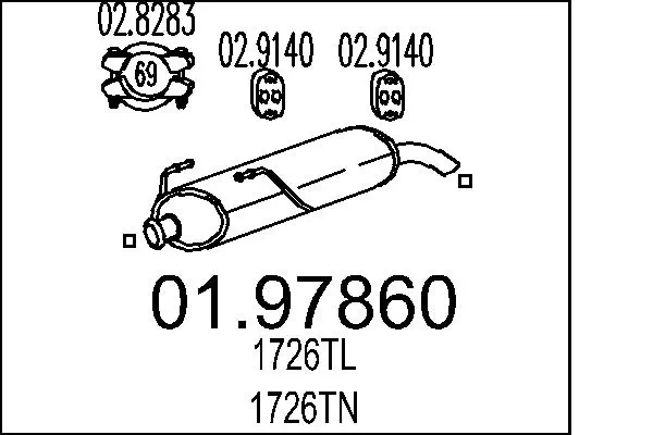 Silencioso trasero para Peugeot 206  (2L, 2M)