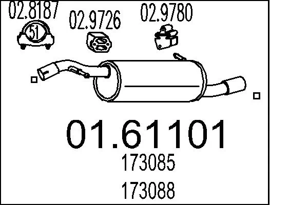 BS190183 Bosal Silenciador trasero
