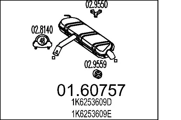 Silenciador trasero para Volkswagen Golf 5M1, 521