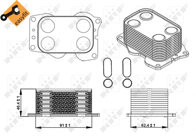 Radiador de aceite debajo del filtro NRF 31338
