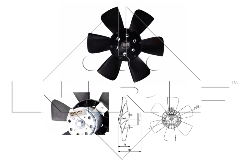 Ventilador de refrigeración completo derecho (motor y hélice) 0130107263 Bosch