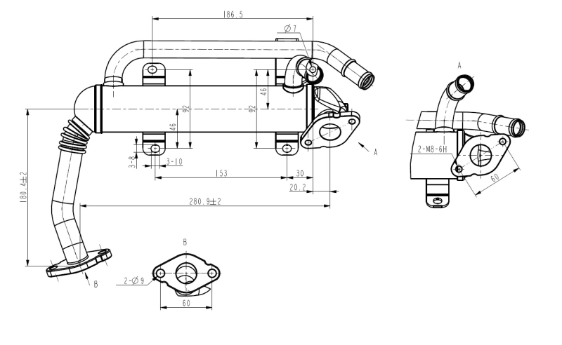 Enfriador de recirculación de gases de escape EGR 48406 NRF