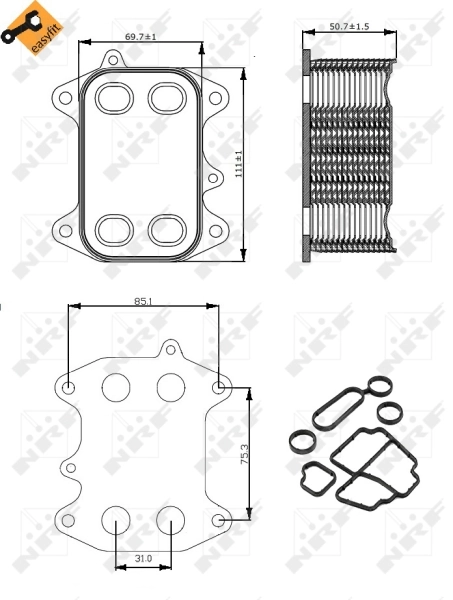 Radiador de aceite debajo del filtro NRF 31263