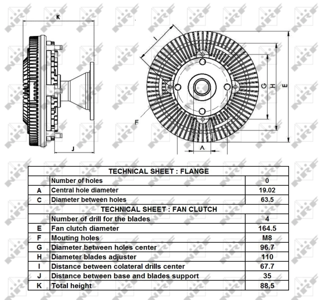 Embrague viscoso de ventilador 3783123M1 Massey Ferguson
