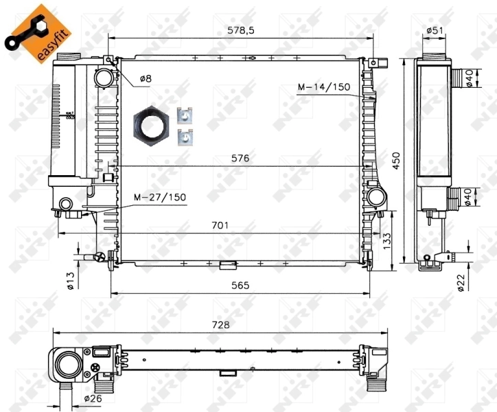 Radiador 53852 NRF