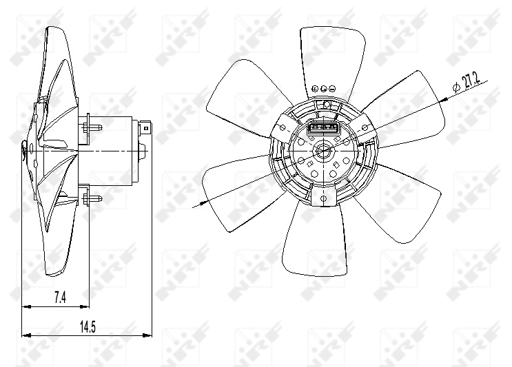 Ventilador de refrigeración completo derecho (motor y hélice) Bosch 0130107263