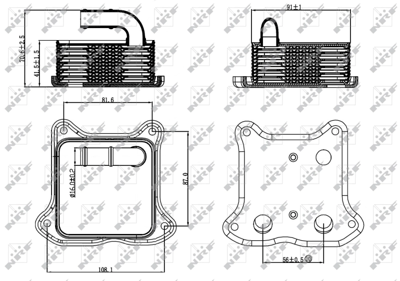 Radiador de aceite debajo del filtro NRF 31260