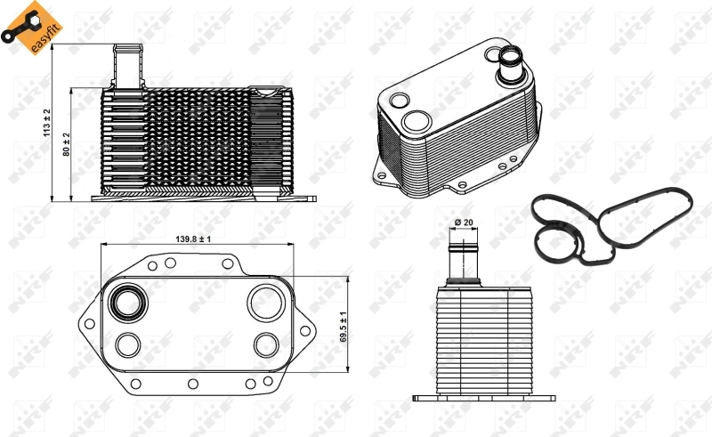 Radiador de aceite debajo del filtro NRF 31281