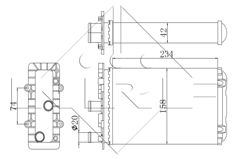 Radiador de calefacción trasero NRF 54321
