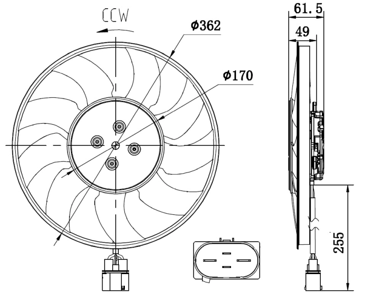 Ventilador eléctrico de refrigeración completo izquierdo (motor y hélice) 47917 NRF