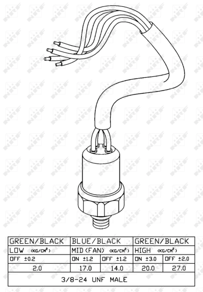 Sensor de presion de aire acondicionado 38918 NRF