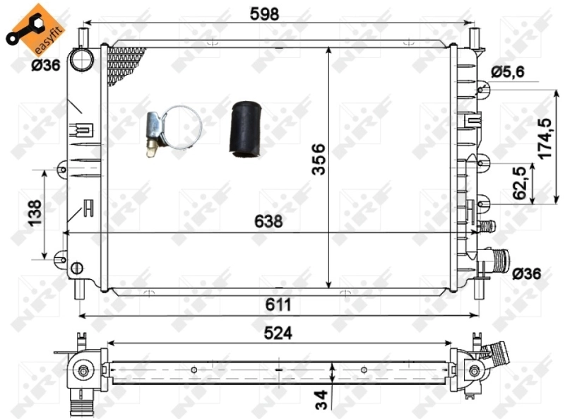 Radiador de água NRF 514436